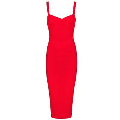 'Ada' red midi bandage dress